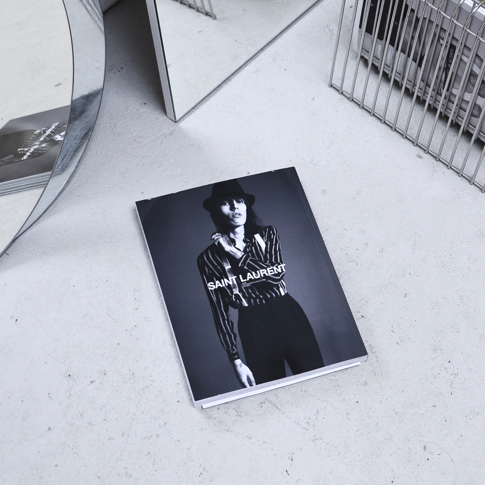 A Saint Laurent magazine in black and white